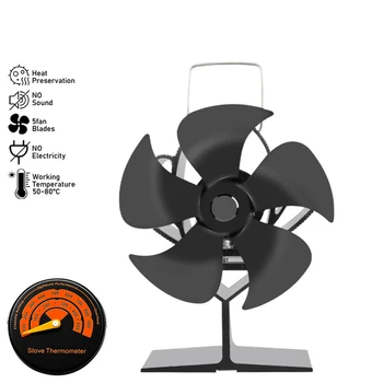 5 Lâmina de calor Alimentado Fogão Ventilador de Ar Quente, Lareira, Ventilador de Log Queimador de Madeira Eco-Friendly Ventilador Silencioso de Casa Eficiente Distribuição do Calor