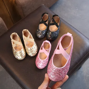 Tamanho 26-35 Primavera Meninas Sapatos de Ballet Flats Meninas Princesa Sapatos de Desempenho dos alunos de Dança Sapatos antiderrapantes para Sapatos de Crianças