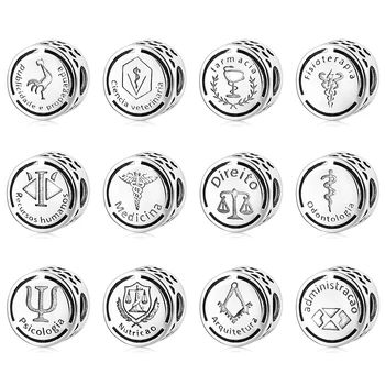 Nova Prata 925 Símbolo Doze Sinal de carreira Esferas de Ajuste Original, Pulseira, colar de Jóias que faz
