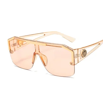 Moda Oversized Armação Óculos de sol da Marca Homem Designer Clássico Mulher Tons de Óculos de Sol Semi-sem aro Quadrado Oculos De Sol