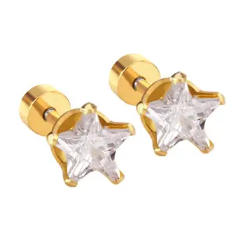LUXUKISSKIDS de Aço Inoxidável Crianças Brincos de Ouro Estrela de Cristal do parafuso prisioneiro Earings Para as Mulheres a Moda Jóias pendientes brincos, piercing