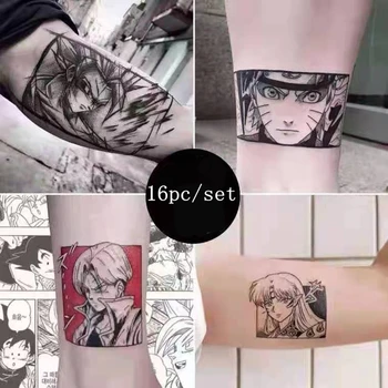 16Pc/Set Anime Japonês Tatuagem Temporária Adesivos Sexy dos desenhos animados Impermeável Homens e Mulheres de Papel Pequeno de Gueixa Arte Fake Tattoos Conjunto