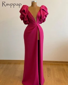 Exemplo Real Vestido De Noite Comprido 2022 Elegante De Alta Fenda Sereia Cor-De-Rosa Das Mulheres Africanas Noite De Festa Formal Vestidos De