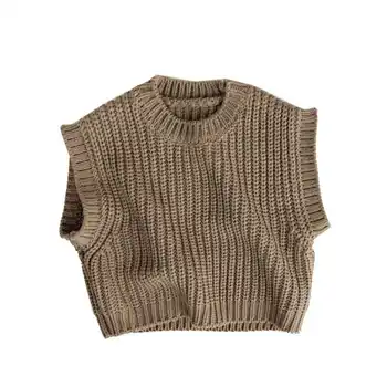 Coreano para crianças de espessura grossa de lã veste camisola do pulôver de meninos e meninas colete sem mangas maré P4779