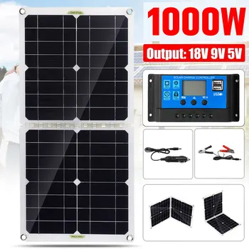 Dobrável, Painel Solar Kit Completo 1000W 20A Lítio Carregador Solar Controlador de Placa de Placas Solares Flexíveis Impermeáveis de Células Solares