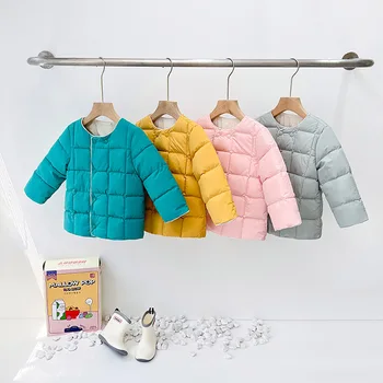 Crianças de Algodão Acolchoado Casacos de Inverno para Crianças Roupas Estilo coreano Sólidos Leves Casacos Quentes para Meninas Meninos Outerwear