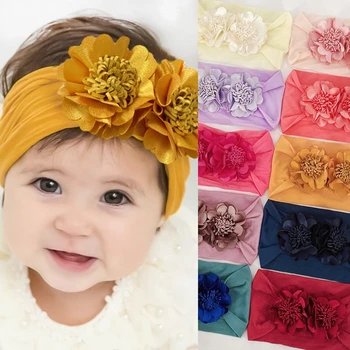 Moda Bebê Flor De Cabeça Turbante Meninas Tecido Elástico Faixa De Cabelo Para Crianças Headwrap Recém-Nascido Criança Acessórios De Cabelo