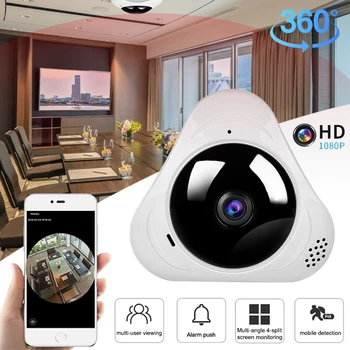360 Graus Interior da Câmera sem Fio wi-Fi Panorama Fisheye IP Cam Visão Noturna de Detecção de Movimento Vigilância rede de Segurança do Monitor