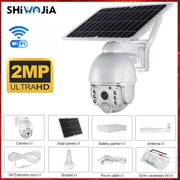 SHIWOJIA WiFi HD 1080P Solar ao ar livre Wireless da Segurança Home Câmera PTZ Metal Solar de Vídeo de Vigilância do Trabalho de Cam com UBOX APP