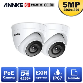 ANNKE Ultra HD 5MP Câmera POE IP67 à prova de Intempéries de Segurança de Rede Domo Branco 2,8 mm EXIR Visão Noturna Alerta de e-Mail PoE Câmara
