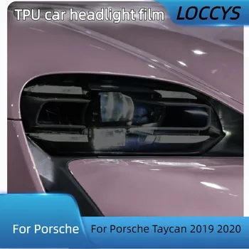 Para a Porsche Taycan 2019 2020 o Farol do Carro Proteção Tom de Filme de Fumaça Preta TPU Transparente Luz Frontal Adesivo Acessórios