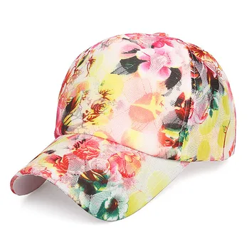 Verão Unisex laço estampa floral mulheres Bonés de Beisebol de Malha Respirável Snapback moda de Chapéus de Caminhoneiro Chapéus Cap Feminino