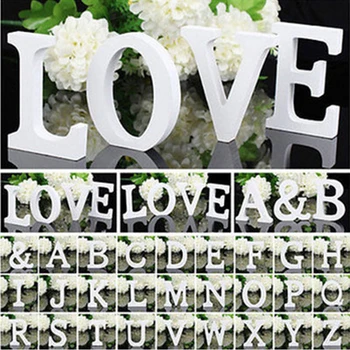 1 Peça de DIY de Madeira Alfabeto Letras Brancas Casamento, Festa de Aniversário, Decoração Personalizada Nome do Projeto Barato