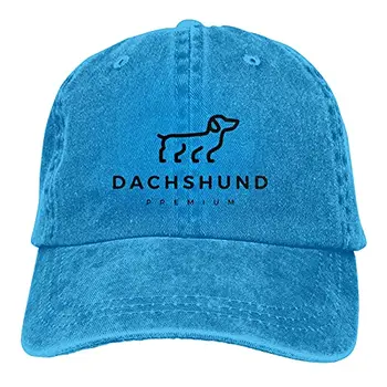 Dachshund Weiner Cão Chapéu Homens Mulheres Ajustável Caminhoneiro Moda Jeans Lavado Caps para o Exterior Preto