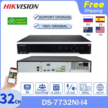 Hikvision NVR 32CH 4K DS-7732NI-I4 CCTV H. 265+ de Vigilância de Gravador de Vídeo de 4 HDDs de Áudio bidirecional De Até 12MP Max 40 TB Fisheye APP
