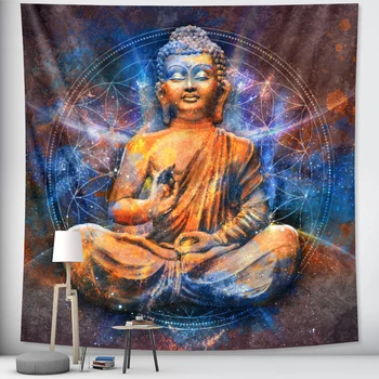 Índio a meditação de Buda psicodélico cena casa de arte decorativa tapeçaria Hippie, Boêmio decorativo Mandala folha de sofá cobertor