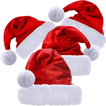 Vestido De Natal De Pelúcia Grosso Chapéu De Natal O Papai Noel Vermelho Curto Plush Noel Chapéu De Feliz Natal-Por Decoração De Presente De Natal, Feliz Ano Novo 2023
