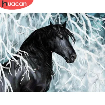 HUACAN Inverno Diamante Pintura Animal Cavalo de Diamante Mosaico, Bordado de Strass Decoração de Casa de Arte Presente