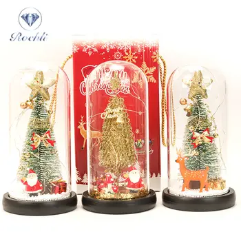 Presente De Natal Decoração Navidad 2023 Cristal Árvore Artificial De Rosas Na Cúpula De Vidro