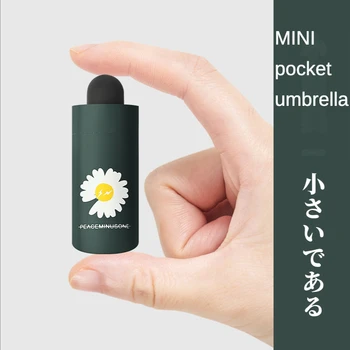 Mini Bolso Guarda-chuva para as Mulheres Sol UV Protection Small Folding Pocket de sol e de chuva Guarda-chuva Paraguas Mujer Parapluie Femme