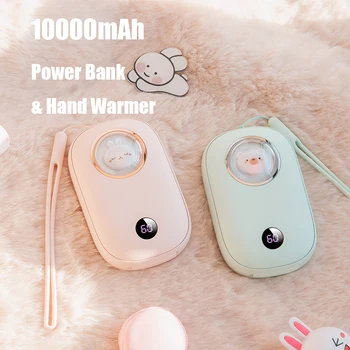 Bonito 10000 mAh USB Urso do Banco do Poder de Aquecedor de Mão Portátil de Bolso Powerbank com Display de LED Mini BOLA Pequena Carregador Banco para Meninas