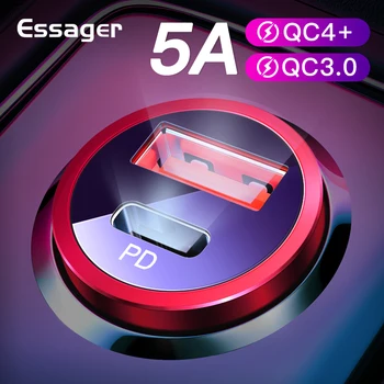 Essager Carga Rápida 4.0 3.0 USB Carregador de Carro QC4.0 QC3.0 PD Auto Tipo C Carro Rápido Carregador de Telefone Para o iPhone Xiaomi Huawei Mate 20