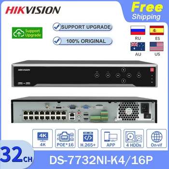 Hikvision NVR 4K 32CH 16POE DS-7732NI-K4/16P de 8MP Duas Vias de Áudio 4 SATA Sistema de Câmera de Segurança H. 265+ Hik-Ligar o Gravador de Vídeo