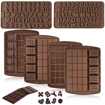Silicone de chocolate do molde separado de chocolate waffle número da bandeja carta molde utilizado para fazer waffle de chocolate doces bolo de cubos de gelo