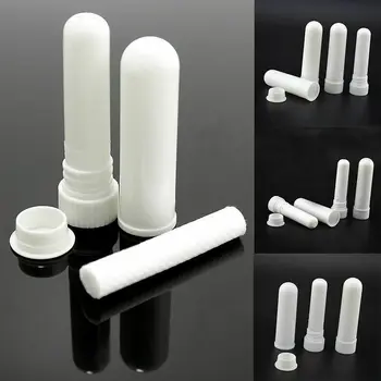 10Pcs/conjunto Vazio de Plástico Branco em Branco Nasal Aromaterapia Inaladores de Tubos de cola Com Mechas De Óleo Essencial Nariz Nasal Recipiente