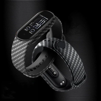 A Fibra de carbono, Alça para Mi Banda 6 5 4 3 Bracelete Pulseira de Silicone para Xiaomi Miband 6 Esporte Relógio de Substituição da Correia Wriststrap