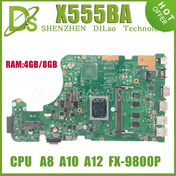 X555QG Laptop placa-Mãe Para Asus X555QA X555Q X555B X555BP K555B X555BA placa-mãe A6 A9 A10 A12 FX-9800P CPU 4G/8G-RAM