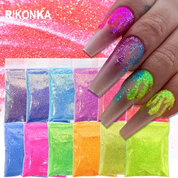 10g de Verão Neon Pó de Unhas de Arte Pigmento Glitter Fino em Massa Camaleão Poeira DIY Manicure UV Encantos Profissionais Para Unhas de Suprimentos