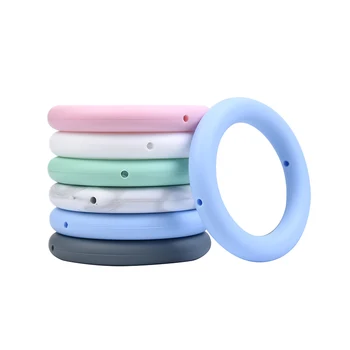 Mabochewing 1pcs 65mm Grande Tamanho Silicone Teether Anéis de BPA Free Soft Baby Teethers com Buracos
