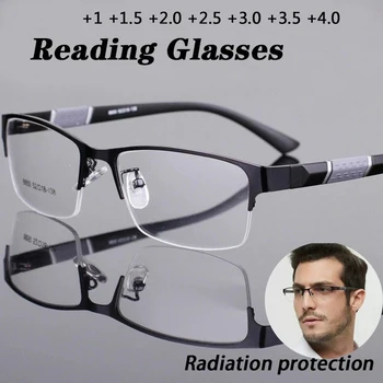 Nova Tendência de Óculos de Leitura Óculos de Leitura Homens e Mulheres de Alta Qualidade Metade Quadro de Dioptrias do Escritório de Negócios de Homens, Óculos de Leitura