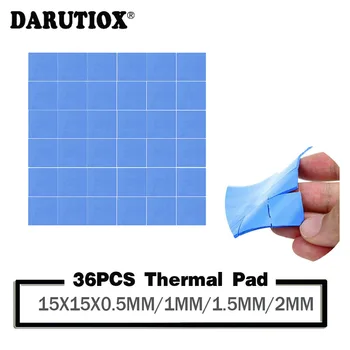 Darutiox 36 pcs 15mm*15mm*2 mm 1,5 mm 1 mm 0,5 mm Almofada Térmica, GPU, CPU Dissipador de calor de Resfriamento a Condutora Almofada de Silicone