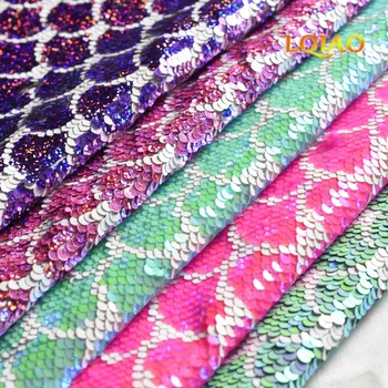 LQIAO Dupla Face Reversível Lantejoulas Tecido Para Bolsas Vestuário de DIY de Costura Sereia Material de Tecido Artesanato Acessórios