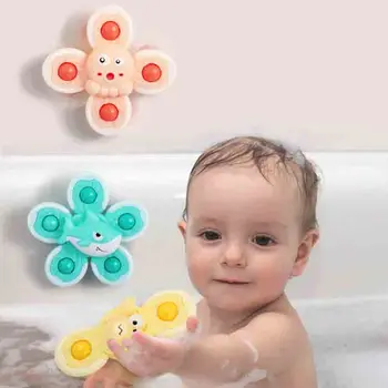 Montessori Bebê Rotação Top Banheira Brinquedos Para O Menino Banho Das Crianças Otário Giratório Ventosa Brinquedo Para Crianças De 2 A 4 Anos Chocalhos Teether