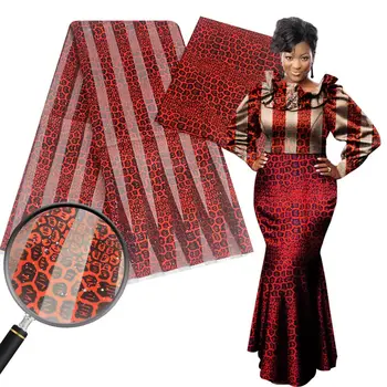 Vestido de Organza de Lantejoulas Com Material de Seda Africana Tecido de Seda Fita de Material para as Mulheres, Vestido de 4+2yards