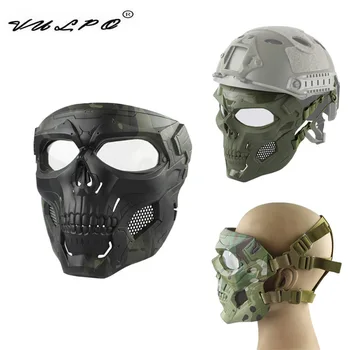 VULPO Airsoft Paintball Máscara de Caveira Caça Exterior Máscara facial Táticas Militares Capacete Máscara Adaptada para RÁPIDO Capacetes