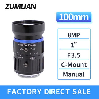 Baixa distorção FA lente de 8MP C-mount 100mm lente de íris Manual máquina de lente de visão de 1 polegada F3.5 Vigilância CCTV câmera de lente de SUA lente