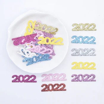 100Pcs 3CM de Glitter, Couro Patches Número de Letra de Símbolo 2022 Applique para DIY Artesanato Roupas Grampos de Cabelo Arco Decoração Acessórios