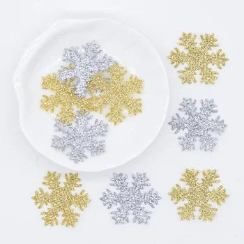 100Pcs 30mm Glitter Bepowder Tecido floco de Neve Applique para Festa Decoração de Natal Artesanato de DIY Chapéu Arco Árvore Acessórios Patches L89