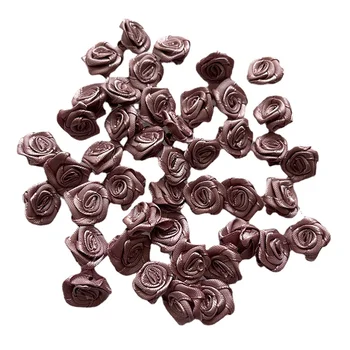 100PCS 15MM Mini Artesanal de Cetim Rosa de Fita Rosa de Tecido, Apliques de Flores Para a Decoração do Casamento de Artesanato, Acessórios de Costura