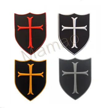 3D Cruz Escudo de Cruzadas, Cavaleiros da Borracha do PVC Tática de Hook&Loop Patch Espírito de Luta Emblema Crusader Infiel Patches