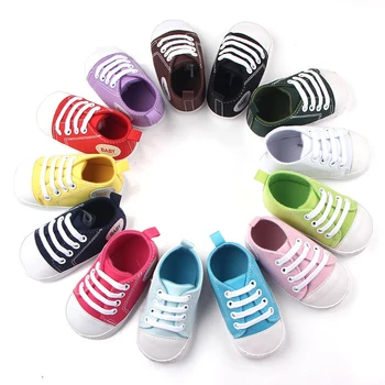 Novo Bebê Recém-nascido Sapatos Para o Menino Fundo Macio Criança Sapatos Infantis Primavera, Outono de Lona de Crianças Tênis 0-6-12-18M Menina Primeiros Caminhantes