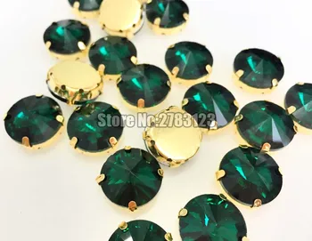 Ouro fundo verde de malaquita costurar em garra pedras,AAA+ Vidro de Cristal de satélite de forma solta strass,vestuário de DIY accessorie