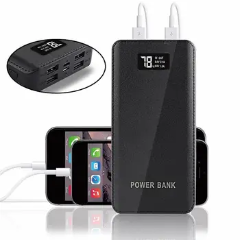 Banco do poder 9600mAh 4 Porta USB Display LCD Lanterna Portátil Externo de Bateria do Banco do Poder de Carga Rápida para o telefone inteligente de carregamento