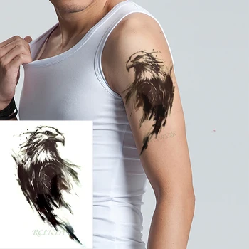 Impermeável Tatuagem Temporária Adesivos preto águia de penas de animais Falso Tatto Flash Tatoo no Corpo tatuagens de Arte para a Menina Mulheres Homens