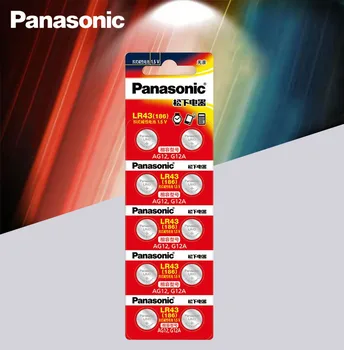 10pcs/lot Panasonic AG12 LR43 186 0% Hg para Relógios, Brinquedos de 1,5 V Alcalina de Célula pilhas da calculadora 0%Hg