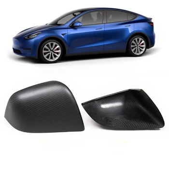 Capa Espelho Para Tesla Model Y 2020-2022 Exterior Do Carro Fosco Seca, Fibra De Carbono De Visão Traseira Tampa Inversa Retrovisor Caso Da Shell Adicionar No